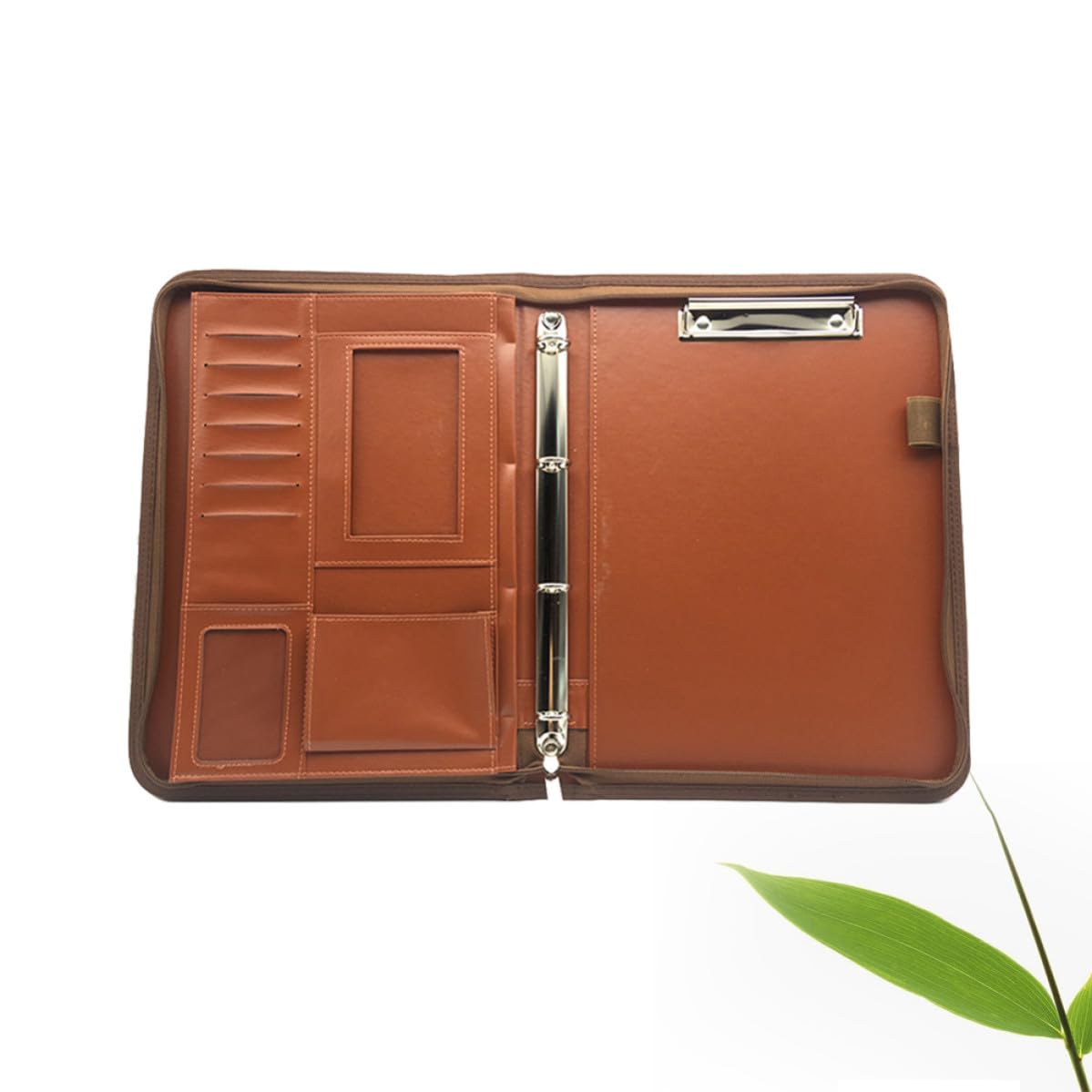 YARNOW Cartella Portadocumenti Multifunzionale con Chiusura a Cerniera in Pelle Pu Calcolatrice Integrata e Tasche Accessorie, per Ufficio Business Elegante