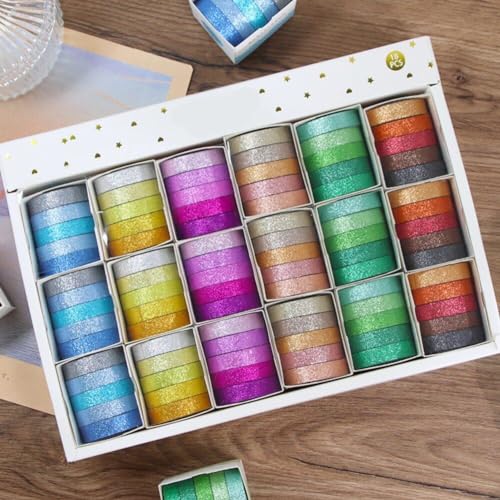 Cinta Washi Brillante en Pack de 90 Rollos Multicolores para Diseños de Papelería 5