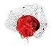 Fascinator Hats Pillbox Hat British Bowler Hat Feather Flower Veil Wedding Hat ( Red)