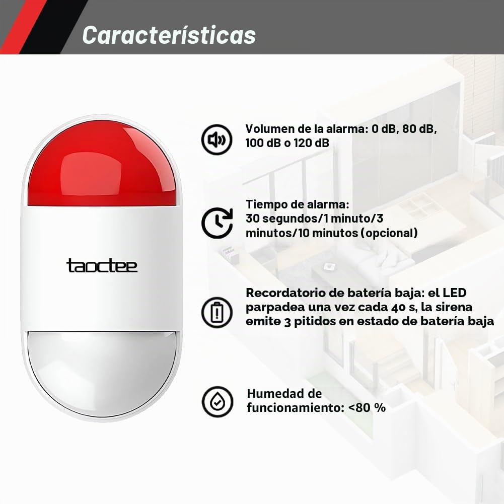 Botón Alarma Pánico Inalámbrico con Sirena para Emergencias | Botón SOS portátil con cuerda conveniente para casa, fábrica, hospital, almacén, centro comercial (Batería/USB)