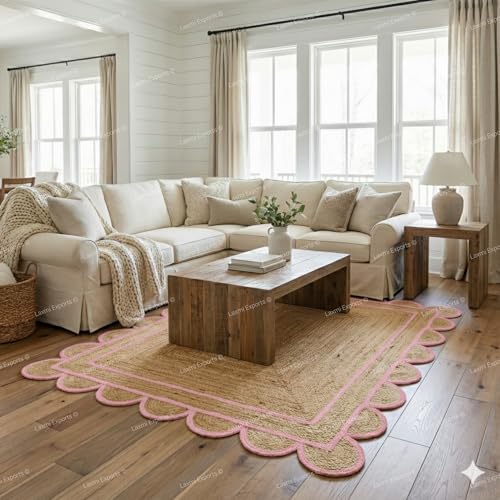 Tapete Decorativo Natural de Yute 2.5x8 Ft Rosa miniatura 6