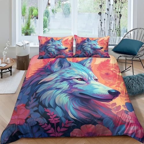 Parure de lit loup 3D housse de couette microfibre 220x240 cm - 2