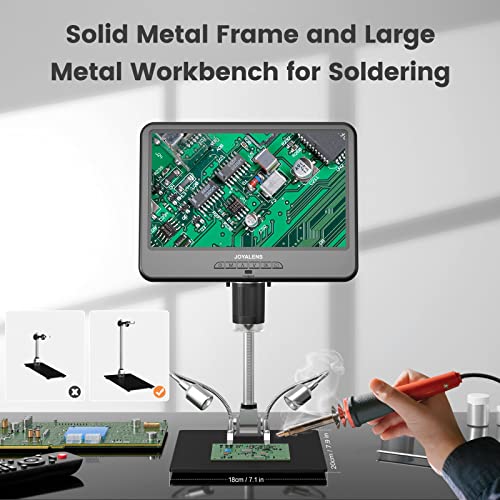 JL210 10.1” Digital Microscope, Soldering Microscope, Coin Microscopes Full View for Error Coins, 1080P Electronics Microscopes Camera, Biological Slides Kit, 12.6″ Stand, 32GB