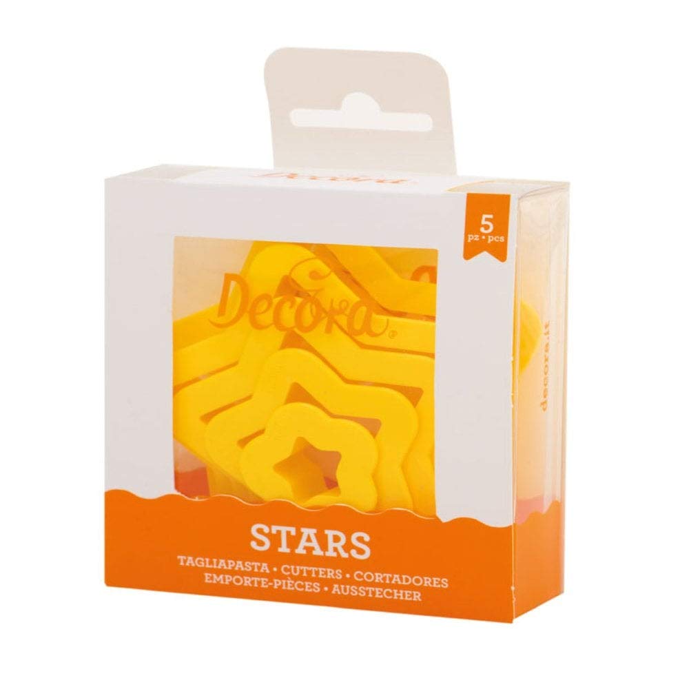 Decora 0255312 Set 5 Tagliapasta Stella, In Plastica, Il Kit Ideale per Creare Decorazioni in Pasta di Zucchero o di Gomma, Made in Italy, Design originale. Confezione da 5 pezzi.