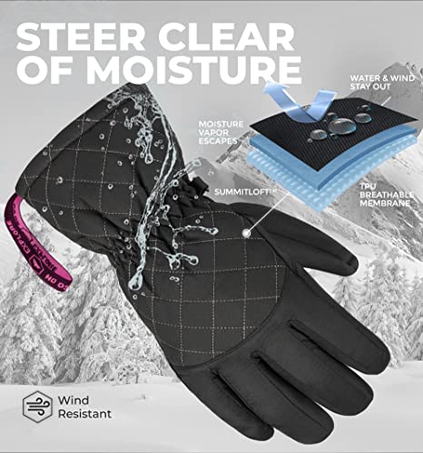Tough Outdoors Women's Ski Gloves - Waterproof Women's Snow Gloves - Winter Ski Snow Gloves - Snowboard Gloves - Ladies' Cold Weather Gloves #TOP3