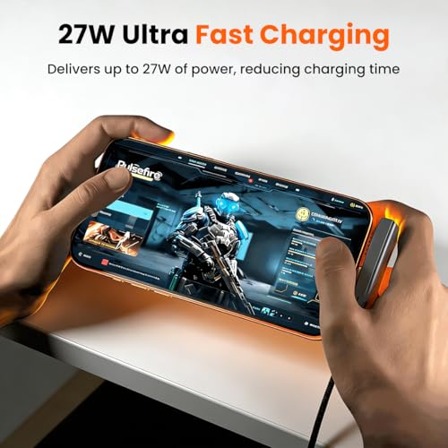 Image of Verilux 1.8M /5.9FT Right Angle Type C to Lighting Cable with Foldable Stand, PD 27W & 480Mbps Data Cable C Type Fast Charging with Nylon Braided Aluminum, Durable & Tangle-Free for iPhone 14 /13 /12