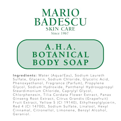 Image of Mario Badescu AHA Botanical Body Wash Moisturizing, Clarifying and Gentle Exfoliating Wash for Brighter, Softer and Smoother Skin, Body Soap Infused with Glycolic Acid & Fruit Enzymes