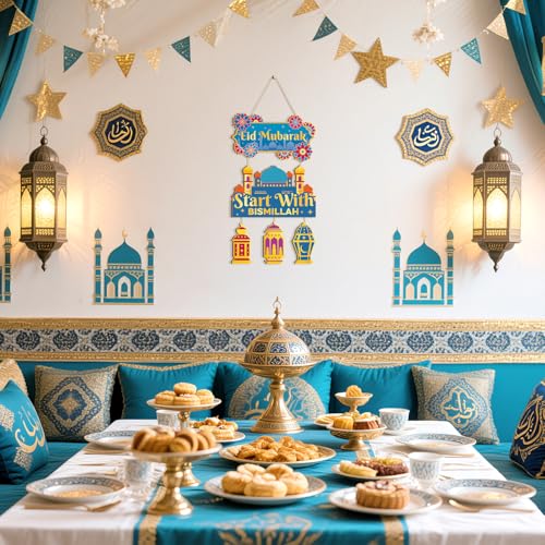 TOARTi Eid Mubarak Wooden Wall Sign - Islamic Home Decor - Image 4