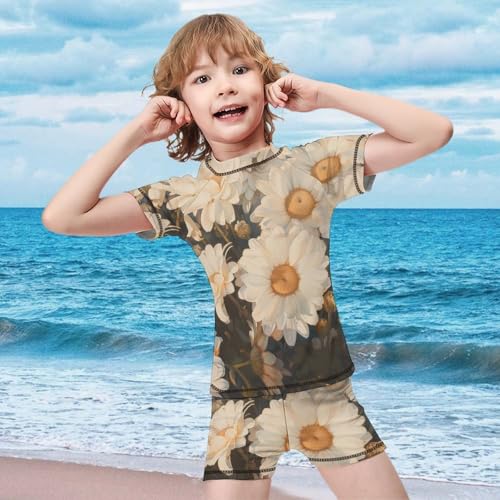 White Daisies (2) Children's Casual Swimsuit Set - Simple and Versatile10-12Y（150cm）2