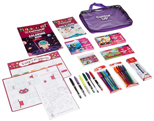 Image of Cello ColourUp Space Travel Kit | Includes 12 Clay Strips, Wax Crayons, Oil Pastels, Coloured Pens, Glitter Pens, Markers, Highlighter, Mini Sketch Pens & DIY Kit | Perfect for Kids' Birthday Gift
