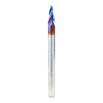 Amana Tool 46288-K CNC Spektra Extreme Tool Life Coated SC 2D and 3D Carving 7 Deg Tapered Angle Ball Nose x 1/8 D x 1/16 R x 1/2 CH x 1/4 SHK x 3 Inch Long x 3 Flute Router Bit
