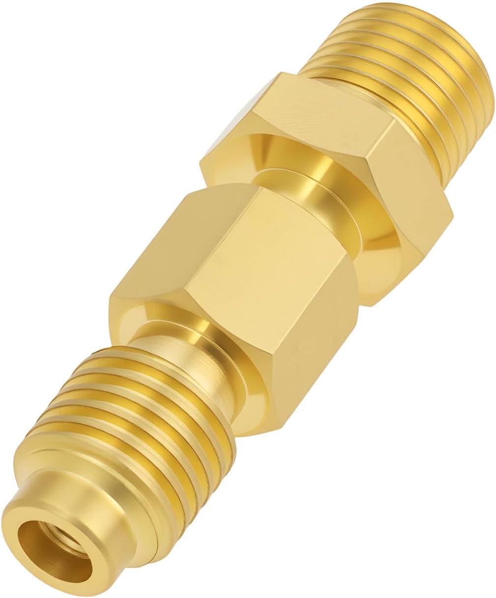 ECSiNG Refrigeration Adapter 1 Pack 1/4 NPT Male to 1/2 ACME Male Compatible with R134a with Valve Core for Vacuum Pump Manifold