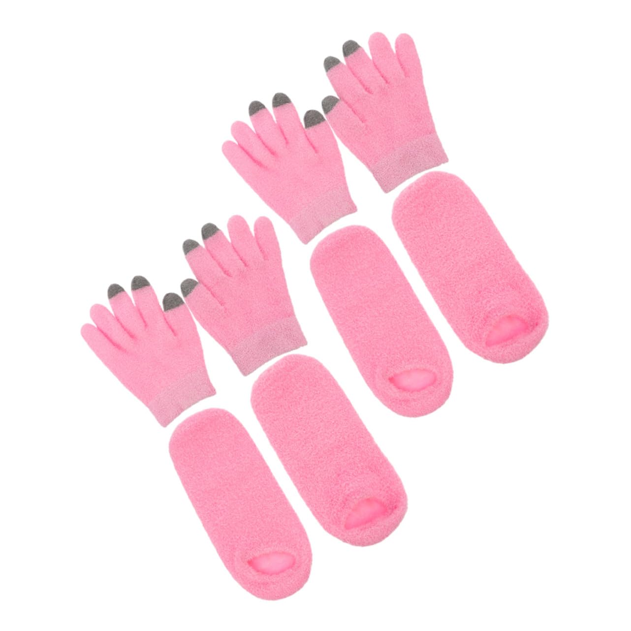 NOLITOY 2 pares Térmicos Hidratantes y Calcetines de Gel Rosa Resistentes y Duraderos Táctiles para Manos Secas y Pies Cuidado Nocturno para Invierno Set para Spa y Protección Diaria