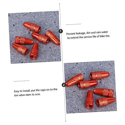Set de 12 tapas para válvulas de neumáticos de bicicleta de aleación de aluminio, resistentes al agua, color naranja miniatura 4
