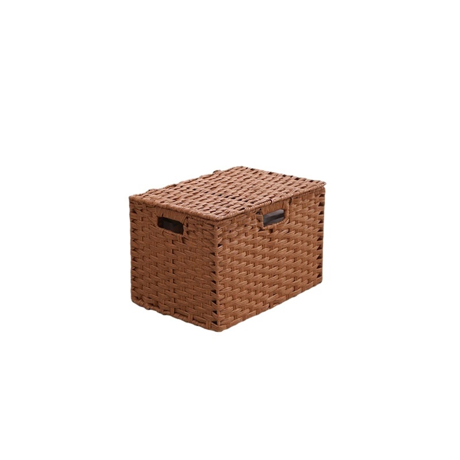 Folding Laundry Basket Household Storage Rectangular Hand Woven Large Box with Lid Bins Closet Organizer for Home Organizing