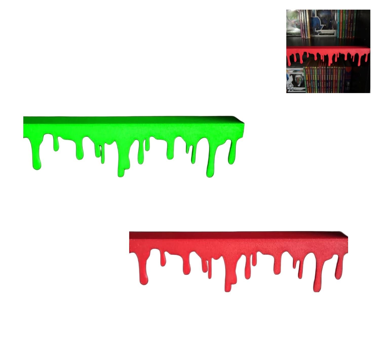 2025 Blood Drip Bookshelf Decor - Glow-in-The-Dark Shelf Edge with Realistic Blood Stains, Haunted House & Horror Room Decor for Halloween(2Pcs-F)
