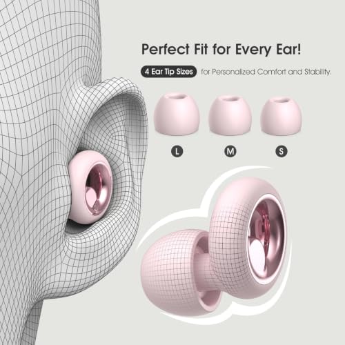 Image of Noise Cancelling Ear Plugs for Sleeping, Reusable Silicone Ear Plugs for Noise Reduction, Soft Hearing Protection with 8 Ear Tips for Concerts, Work, Shooting, and Travel(Rose)