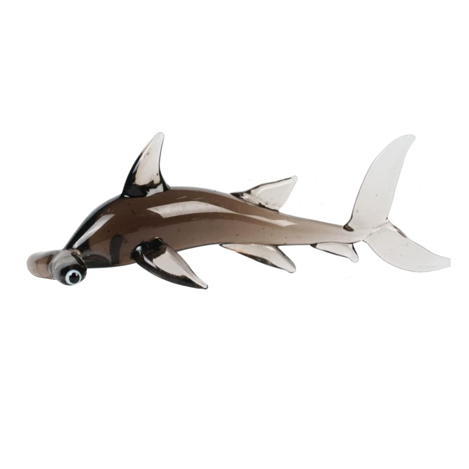 JTDZ Cute Hammerhead Shark Figurine Art Handmade Blown Glass Ocean Animal Statue Collectible Desk Crystal Ornaments for Centerpiece Home Office Aquarium Deco