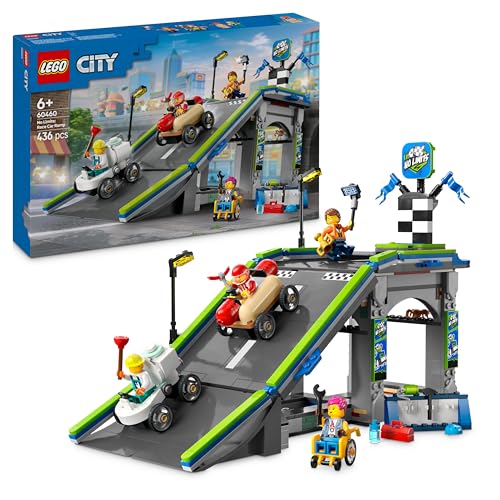 LEGO City Keine Limits: Seifenkistenrennen mit Rampe - Bauspielzeug für Jungen und Mädchen ab 6 Jahren - Set mit 2 Seifenkisten & 4 Rennfahrer Minifiguren - Geschenkidee für Kinder 60460