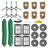 aoteng Lot de 25 pièces de rechange pour aspirateur robot iRobot Roomba Plus 405 Combo / 505 Combo : 2 brosses principales, 4 filtres, 6 brosses latérales, 6 chiffons de nettoyage, 6 sacs, 1 bande
