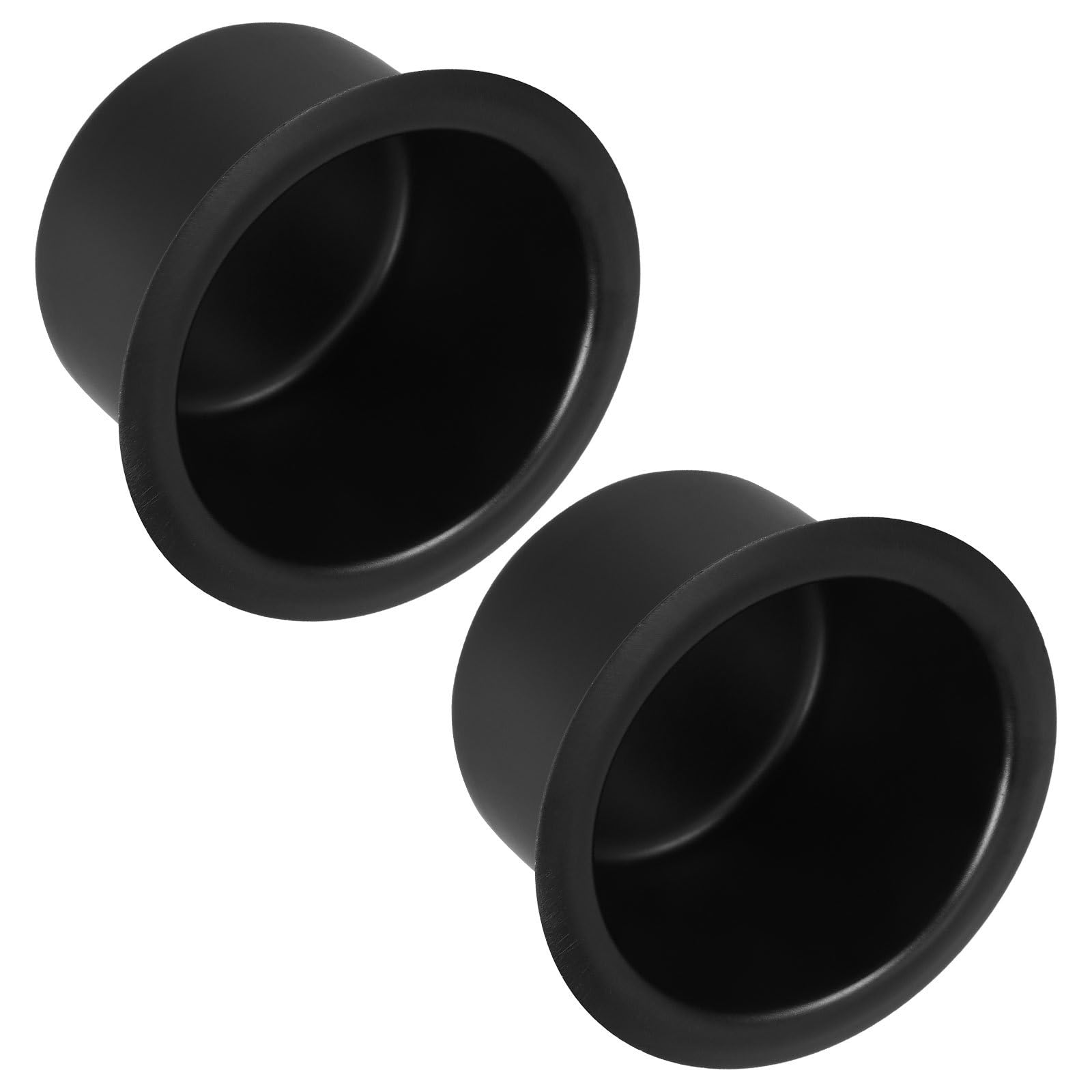 YARNOW Lot de 2 Porte-Gobelets en Acier Inoxydable Supports Encastrables Noirs pour Voitures, Canapés et Tables de Bureau, Inserts Métalliques pour Bateaux, Diamètre Intérieur 9 CM