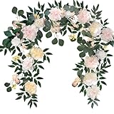 Rosengirlande besteht aus hochwertigem und ungiftigem Seidentuch, die Stiele sind aus kunststoffbeschichtetem Eisendraht, kleine Blumen sind aus flexiblem Kunststoff