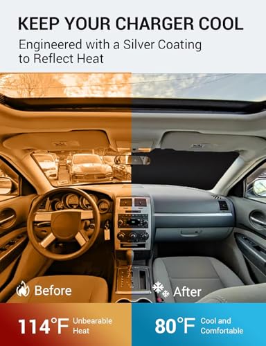Image of Proadsy 2026 Upgrade Front Windshield Sun Shade Foldable Sunshade Protector Custom Fit 2006-2010 Dodge Charger Accessories