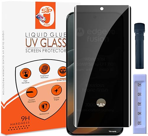 Image of STP FEEL UV Advanced Privacy Tempered Glass Screen Protector Guard Compatible For Motorola Edge 70 Fusion 5G (6.78 Inch, Pack of 1) Full Edge to Edge Coverage Anti-Spy /Anti-Peeping 9H Hardness