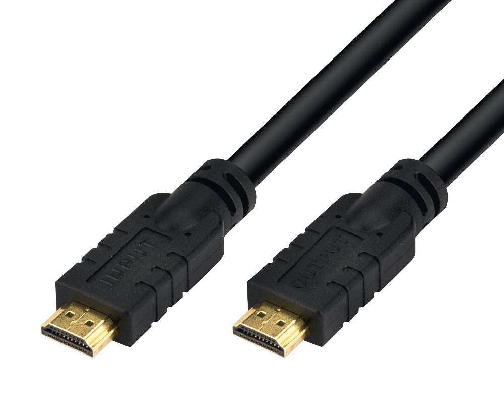 PremiumCord Cavo HDMI 2.0 m/M Ad Alta velocità 4K con Amplificatore, 18 Gbps, Compatibile Video 4K@60Hz, Deep Color, 3D, Arc, HDR, Dolby TrueHD, 3X Schermato, Connettori Placcati Oro, Nero, 25 m
