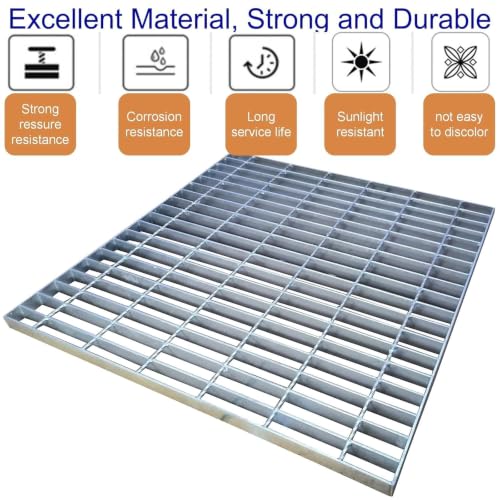 Image of Galvanized Steel Drain Grate, Driveway Channel Cover 28x28 in