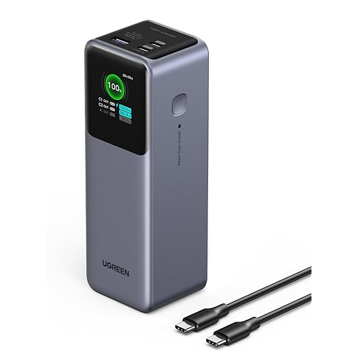 UGREEN Nexode 25000mAh 200W Power Bank, USB C Fast Charging Portable Charger, 140W Output for MacBook Pro/Dell XPS, 100W Input, 3-Port Battery Pack for iPhone 17/16, Samsung S26/25, Steam Deck, Travel