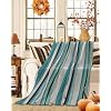 Teal Green Blue Stripes Lines Throw Blanket for Couch Classic Striped, Soft Flannel Fleece Bed Throw Blankets, Warm Lightweight Luxury Short Plush Moving Blankets & Throws for All Season, 30x40in