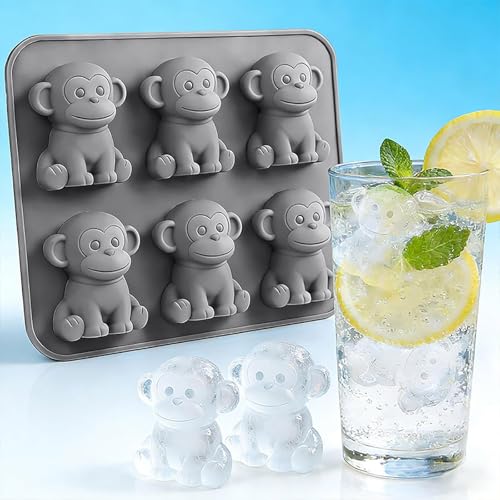 Molde para cubitos de hielo de silicona con diseño de mono miniatura 5