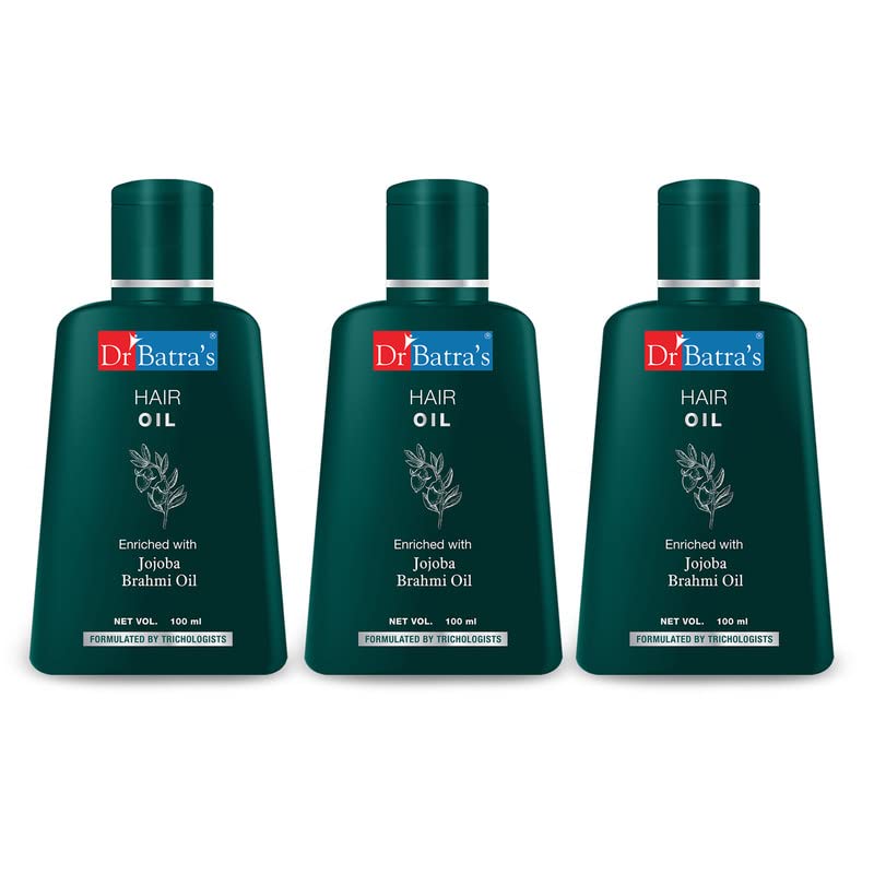 Dr Batra's Hair Oil, Natural Product, Enriched with Jojoba, Brahmi extracts, Prevention from hair damage, Sulphate free, Healthier hair, Lightweight & Gentle (100ml, Pack of 3)