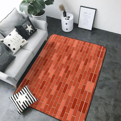 Alfombra de felpa de 203 x 147 cm con textura de ladrillo rojo y manta de piel sintética grande 5