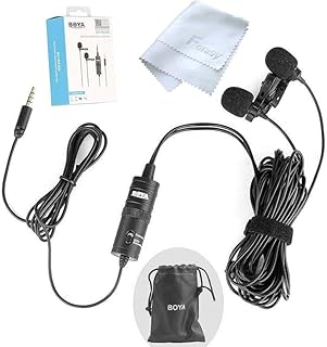 Boya 2x1 Microphone, Dual Omnidirectional, Clear Sound, Practical for Multi Devices, 4m - Black, USB, 100Hz-20kHz, Podcasting, Video Conference, Gaming, Camera Compatible