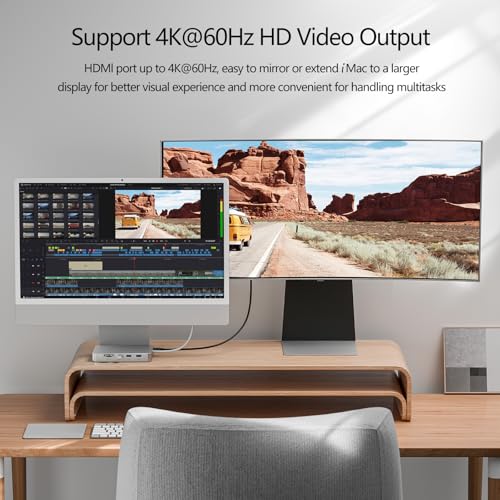 Image of USB C Hub for iMac 24 inch 2021 /2023 /2024, 8 in 1 iMac USB Hub with M.2 SSD Expansion (SSD Not Included)，with USB A /C 3.2 10Gbps, SD /TF, HDMI iMacM1 M3 M4 Dock Accessories