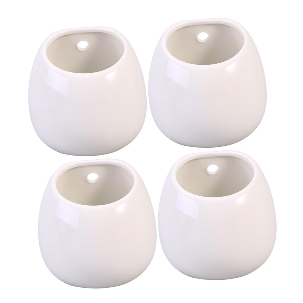 COLLBATH 4 Sztuki Ceramicznych Doniczek Wiszących Ścianę Białe Dekoracyjne Do Kwiatów i Sukulentów Praktyczne i Trwałe Oszczędzające Miejsce Doniczki Ścienne