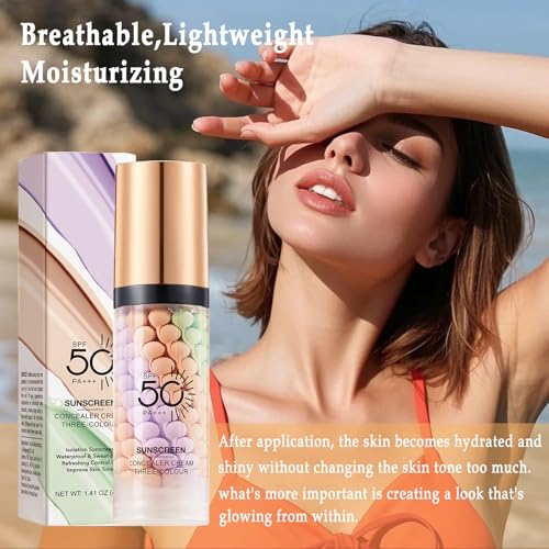 Image of 2 PCS Primer for Face Before Makeup,3 in 1 Sunscreen Isolation Cream,SPF 50,One Step Color Corrector Tinted Moisturizer,Blurs Imperfections Oil Control & Moisturizing Skin Tone Correcting