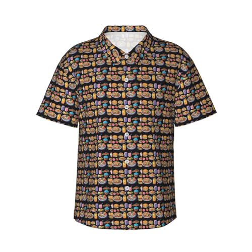 Chemise hawaïenne homme à manches courtes imprimé nourriture saine vêtement léger de plage
