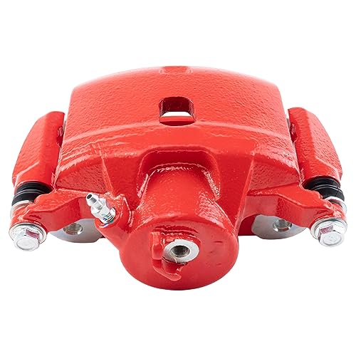 Image of TRQ Front Right Brake Caliper w /Bracket Performance Red Passenger Side