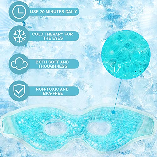 ACWOO Augenmaske Kühlend Kühlbrille, Cooling Eye Mask für Heiße Kältetherapie Geschwollene und Müde Augen, Augenringe, Migräne(A-Blau)