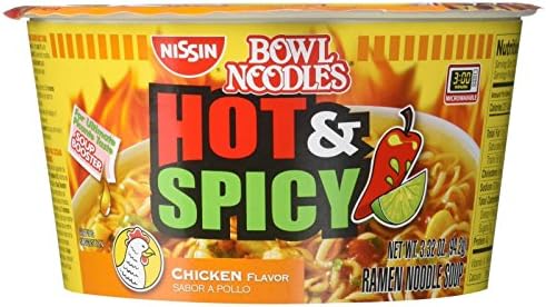 Nissin Noodle Bowl, Hot and Spicy Chicken, 3.32 Ounce (Pack of 6)