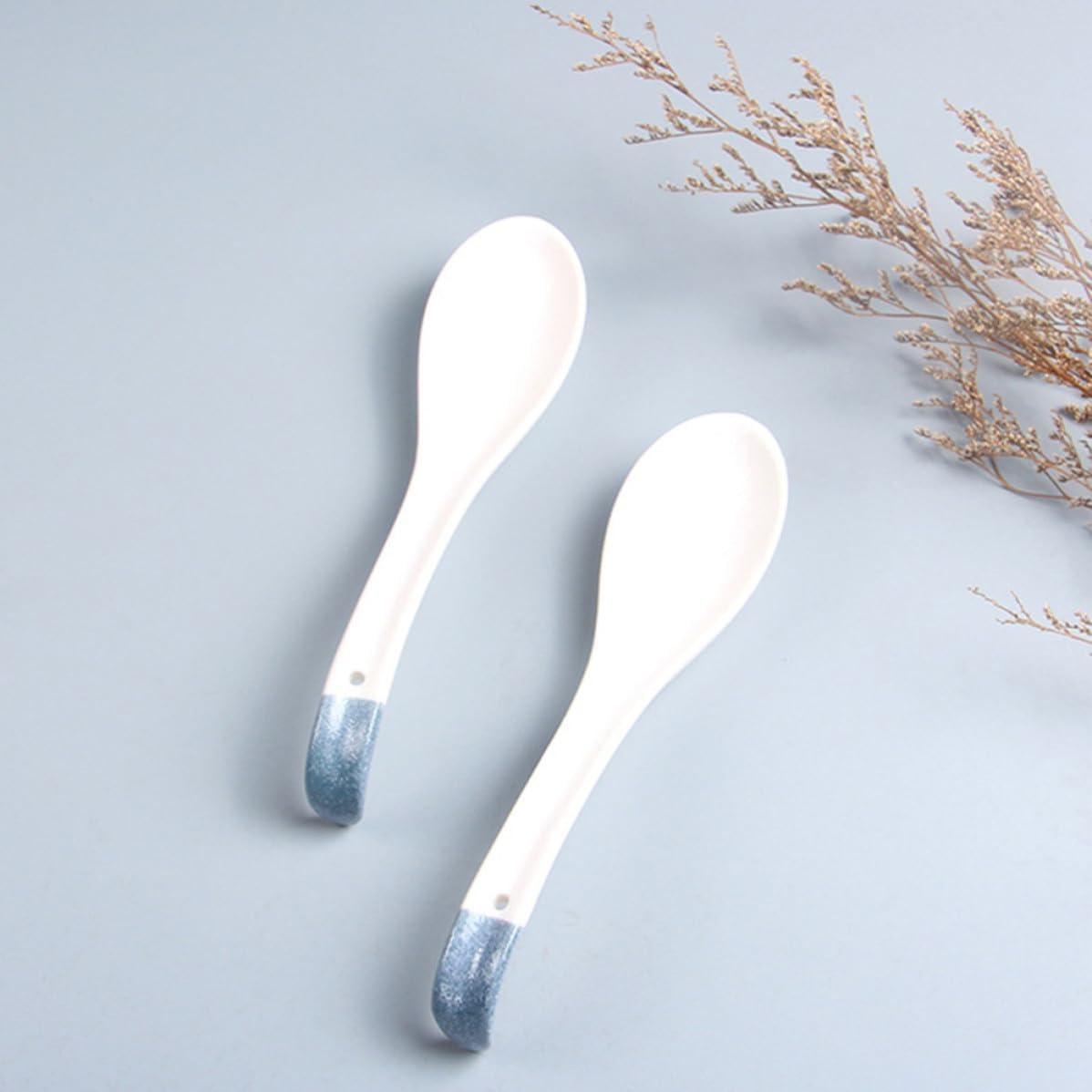 Japanese Style Ceramic Curve Handle Soup Ladle Spoon for Soup
