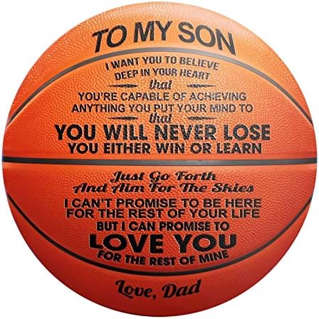 Goutique Customized Engraved Basketball Gift - You Will Never Lose,to My Son Basketball Engraved Encouragement Gift for Graduation Birthday Basketball Gifts for Boys,to My Son from Mom/Dad