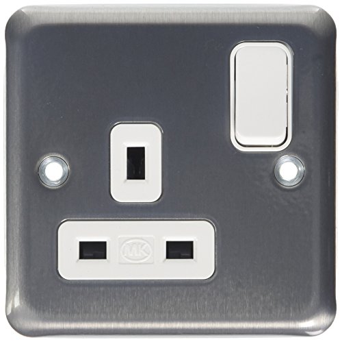 MK K2958BRC Single Dual Earth Switch Socket with Double Pole - Brushed Chrome