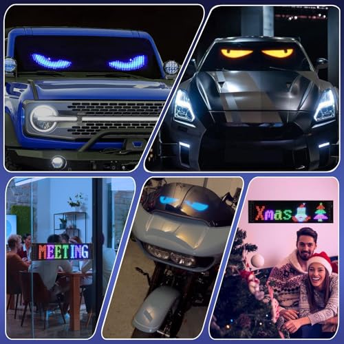 Flexible LED Matrix Panel- 14.6x3.6†USB 5V LED Car Sign- Panel Pixel Bluetooth Smart APP Control Addressable, RGB Scrolling Display DIY Animation Music Rhythm