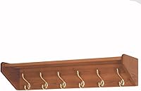 Vista 8 de Wooden Mallet Estante de gancho de latón de 37 pulgadas, caoba