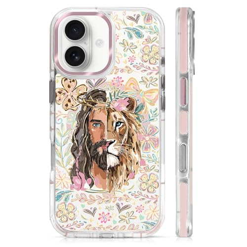Coque iPhone 17 transparente magnétique VisEnt anti-jaunissement motif Lion Jésus