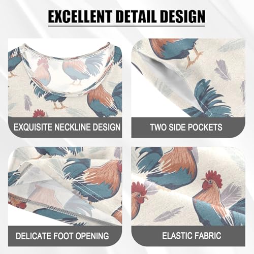 senya Cute Cartoon Rooster B Summer Pajamas Set Short Cotton Sleepwear 2 Piece4